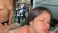 Having hot lesbian sex with my stepsister in lingerie - want to join us?!