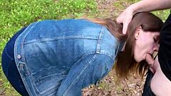 after intense fucking at home i took a walk outdoors then sucked him off swallowing cum publicly