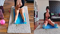 Want to watch this curvy milf spread her big ass in a naked yoga workout on dual cam?