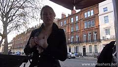 Blonde Amateur Amber West Teases with Upskirt Views and Public Flashing Moments