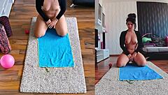 Want to watch this curvy milf spread her big ass in a naked yoga workout on dual cam?