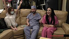 Oh Wow, Check Out The Procedure with Blaire Celeste Showing Off Her Pierced Nipples and Shaved Pussy in Latex Gloves and Skirt!