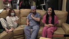 Oh Wow, Check Out The Procedure with Blaire Celeste Showing Off Her Pierced Nipples and Shaved Pussy in Latex Gloves and Skirt!