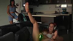 I caught my roommate in virtual sex with her boyfriend and seduced her into licking kissing fucking missionary.