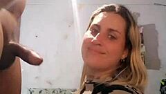 Hey, check out this blonde amateur getting addicted to sucking and swallowing hot jizz in deepthroat action.