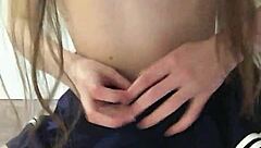 The russian teen with small tits and tight pussy shared her compilation of dirty talk anal fantasies, playing dildo in ass and fingers while doing footjob fetish close-up.