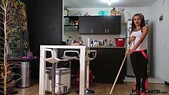 Little Laura cleans the apt and then sucks that cock until facial cumshot 😜