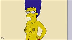 Marge Simpson Boldly Strips Naked Revealing Big Tits in Hentai Photoshoot