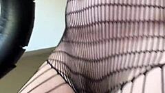 Athletic brunette milf dives into a fetish workout session with fishnets and fitness moves in her European housewife routine
