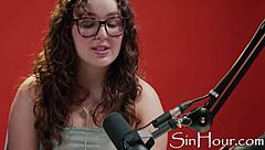 Leana Lovings stars as the cute pretty nerdy brunette with glasses