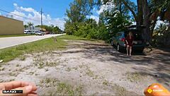 i'm a thick blonde milf getting fucked by roadside assistance in pov doggystyle outdoors