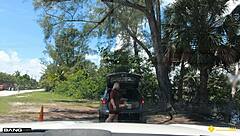 i'm a thick blonde milf getting fucked by roadside assistance in pov doggystyle outdoors