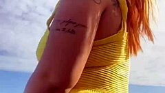 Bikini Fiercely Splits Swollen Pussy Lips in Bold Beach Flash!