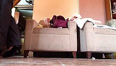 I love strutting in my black high heels as a shemale...