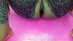 check out my wet pussy flashing during this early morning workout session