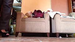 I love strutting in my black high heels as a shemale...