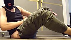 Contrasting solo wank session happens right inside tight sneakers for intense satisfaction.