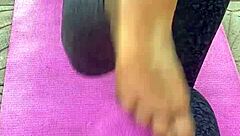 check out my wet pussy flashing during this early morning workout session