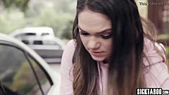 Athena Faris sexy teen 18+ gets banged hard by crazy stranger with monster big cock in hardcore action.