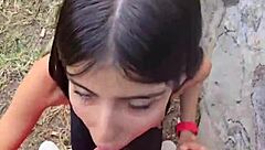 Karol Smith Ventures Outdoors for Public Blowjob and Cumshot on Petite Teen Body