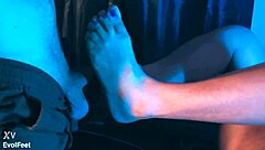 that curvy latina with glasses gave a wild footjob while choking on cock