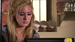 New Skinny Blonde Waitress After Work Adventure Involves Steamy Lesbian Sex And Tight Pussy Eating