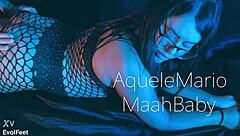 that curvy latina with glasses gave a wild footjob while choking on cock