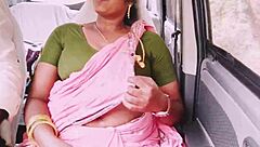 beautiful housewife sneaks away from her husband. she cheats by fucking her boyfriend in the car with telugu dirty talks.