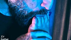 that curvy latina with glasses gave a wild footjob while choking on cock