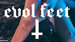 that curvy latina with glasses gave a wild footjob while choking on cock