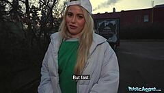 Hey, do you want to see my tacos? This 18 year old blonde waitress gets picked up for outdoor POV cock riding.