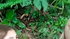 i'm teasin and suckin the huge cum-covered tits of the forest guide... oh man