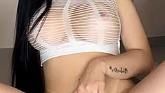 Beautiful Colombian Latina with Big Ass and Tits Masturbating to Orgasm