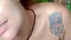 i'm teasin and suckin the huge cum-covered tits of the forest guide... oh man