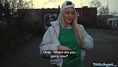 Hey, do you want to see my tacos? This 18 year old blonde waitress gets picked up for outdoor POV cock riding.