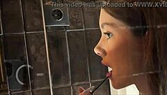 Petite College Cheerleader In The Bathroom With Panties Then Takes Underwear Off And Shows Under Miniskirt