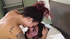 Curly French girl learns submission from disabled coach in intriguing domination roleplay with kisses
