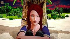 so in my new family 322, this redhead with big tits gets into some game antics