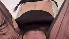 Petite Teen Wednesday Addams Displays Big Round Ass Bouncing On Huge Dildo In Solo Masturbation With Toys