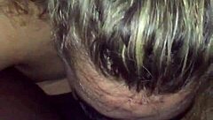 blonde bbw giving sloppy blowjob to big black cock, she's fat and loves that monster cock action