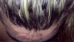 blonde bbw giving sloppy blowjob to big black cock, she's fat and loves that monster cock action