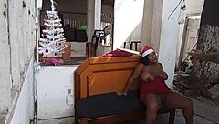 i got so turned on giving my brazilian ebony neighbor small cock dildo action in garage