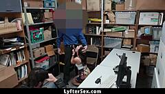 loss prevention officer makes a deal with the caught teen shoplifter and fucks her hard at work