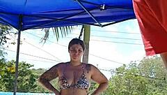 Hey did you see this married couple with her big ass flashing in the pool like exhibitionists