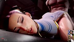 Cheerleader Skye Gets Wet Bald Pussy Cum Covered. Thicc Fat Ass Chun-Li Fucked From Behind