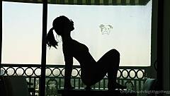 Oh man, that goth chick with big tits rides her silhouette dildo solo 😈