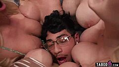 Neighborhood Milfs Catch Panties Stealer and Reverse Gangbang Him with Intense Banging