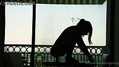 Oh man, that goth chick with big tits rides her silhouette dildo solo 😈