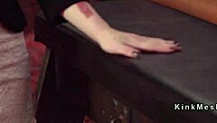 Two female slaves are getting tied up and bound for a rough anal threesome with kinky submission.