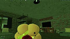 The redhead with a great body explores Roblox in a casual adventure